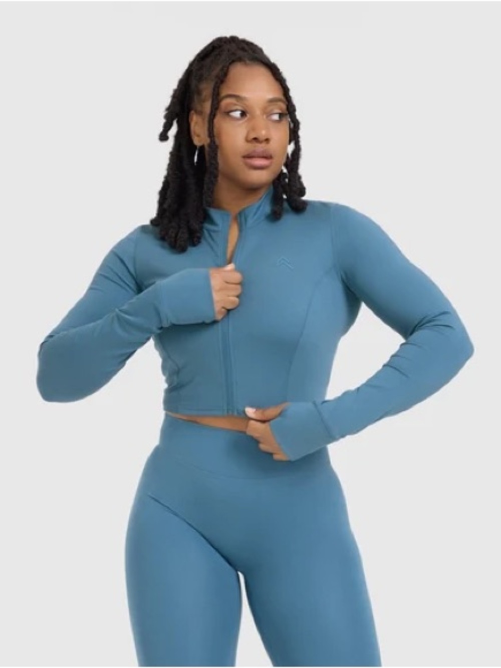 Oner Active Teal Zip-Front Crop Jacket